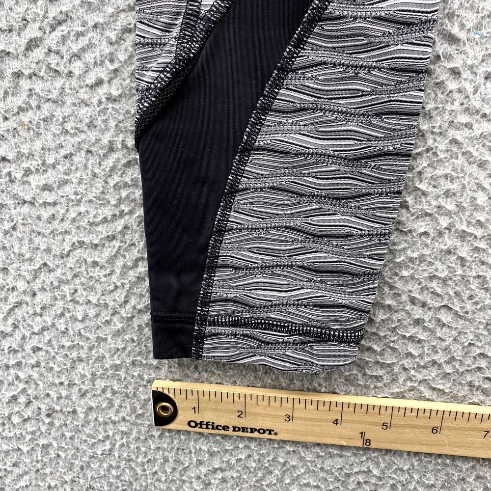 Lululemon Leggings 4 Gray Wavy Print Zipped Pockets Athletic Ankle Jogging Women - Picture 7 of 13